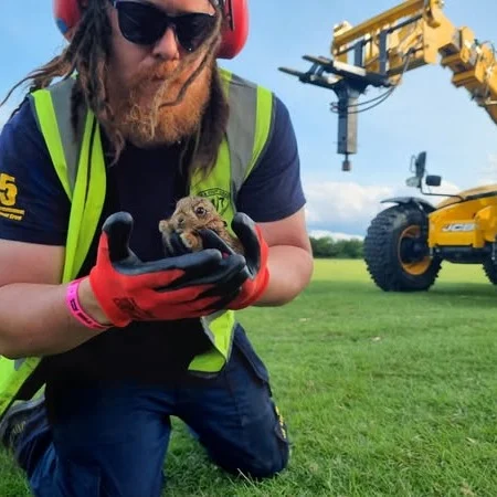 Our First Visitors to Download...

The guys have been working hard to get the site ready for Download 2025 and had to help this lovely little chap find a safe spot before the crowds arrive. 

Our #247eventcrew always make an effort to be considerate of the locals and be environmentally conscious in these amazing locations with carbon offsetting and trying to minimize our long term impact on site.